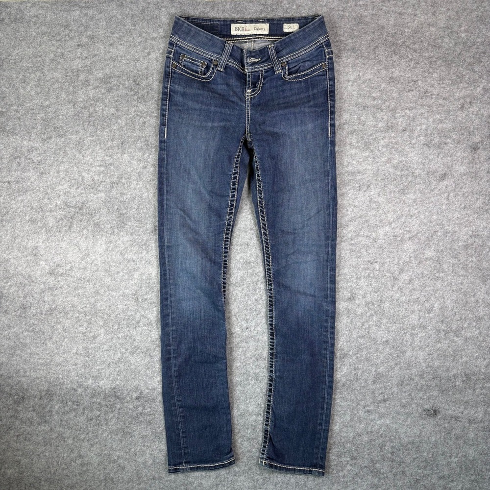 BKE Dakota Skinny Jeans Dark Wash Contrast Stitch Low Rise 25L Denim